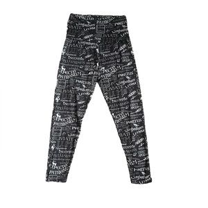 Harry Potter High Rise Leggings Hogwarts Black White Lettering S